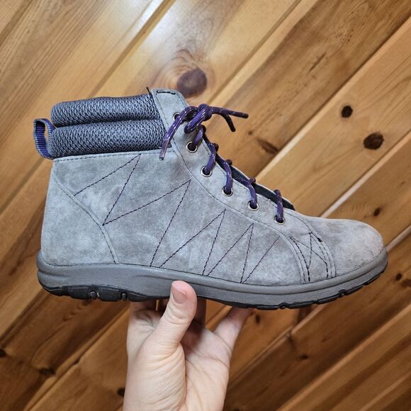 Duluth Trading Co Womens Ankle Work Boot Suede Gray/Purple Sz 8M High Arch - Picture 4 of 8